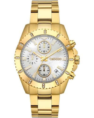 BREEZE Obsession Crystals Chronograph - 212461.1, Gold case with Stainless Steel Bracelet