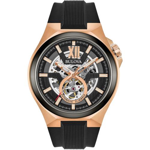 BULOVA Mechanical Automatic - 98A177 Rose Gold case with Black Rubber Strap