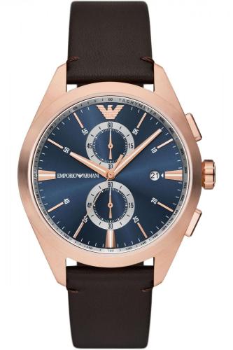 EMPORIO ARMANI Claudio Chronograph - AR11554, Rose Gold case with Brown Leather Strap