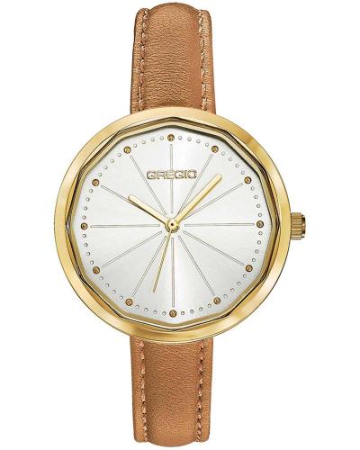 GREGIO Urban - GR460070 Gold case with Brown Leather Strap
