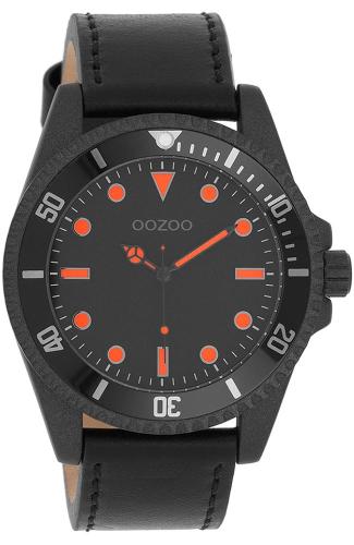 OOZOO Timepieces - C11119, Black case with Black Leather Strap