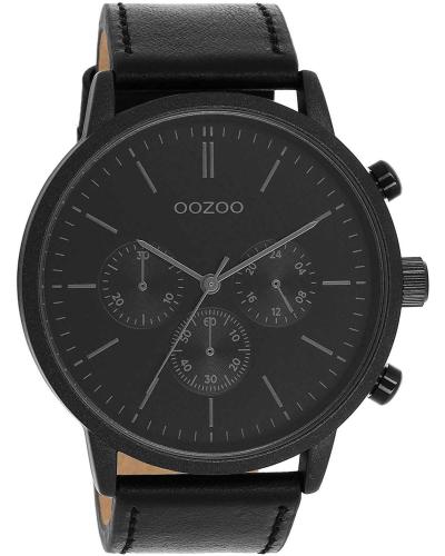 OOZOO Timepieces - C11203, Black case with Black Leather Strap