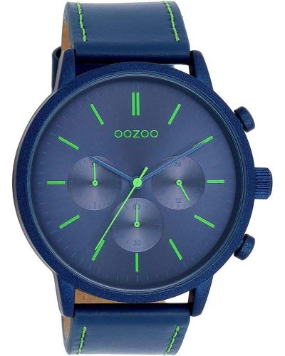 OOZOO Timepieces - C11205, Blue case with Blue Leather Strap