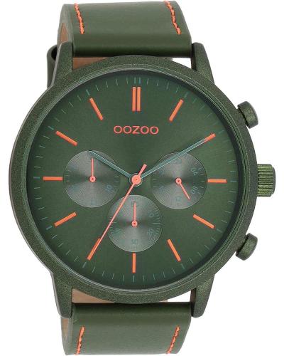 OOZOO Timepieces - C11206, Olive Green case with Olive Green Leather Strap
