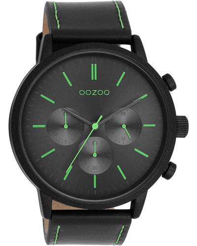 OOZOO Timepieces - C11208, Black case with Black Leather Strap