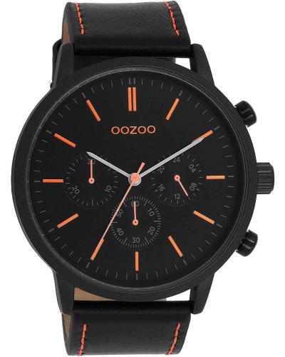 OOZOO Timepieces - C11209, Black case with Black Leather Strap