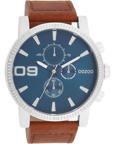 OOZOO Timepieces - C11210, Silver case with Brown Leather Strap