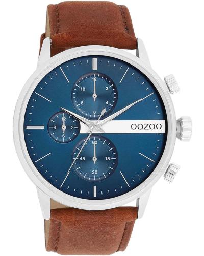 OOZOO Timepieces - C11221, Silver case with Brown Leather Strap