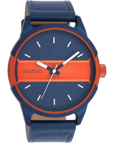 OOZOO Timepieces - C11232, Blue case with Blue Leather Strap