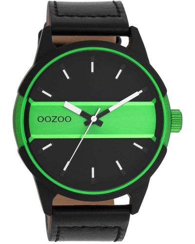 OOZOO Timepieces - C11234, Black case with Black Leather Strap