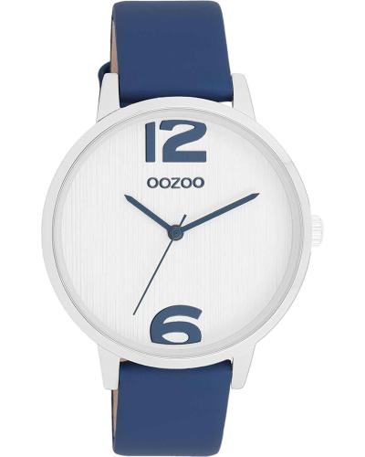 OOZOO Timepieces - C11238, Silver case with Blue Leather Strap