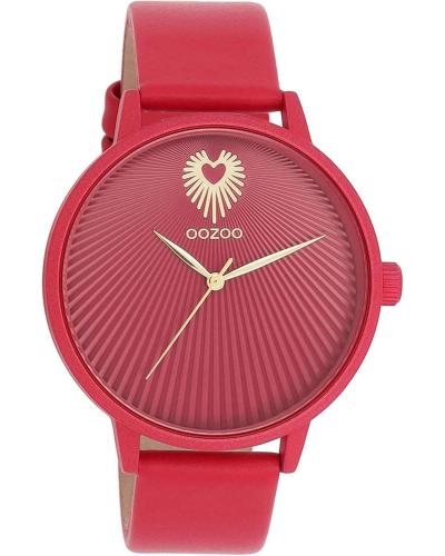 OOZOO Timepieces - C11247, Red case with Red Leather Strap
