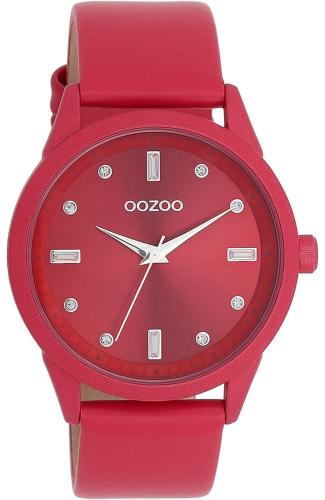 OOZOO Timepieces - C11286, Red case with Red Leather Strap