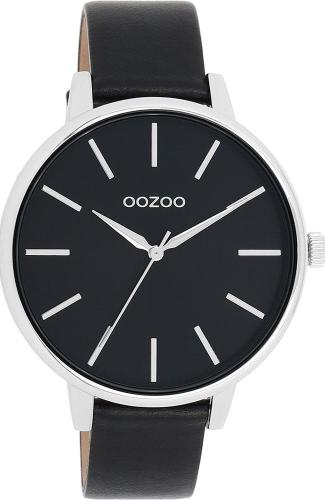 OOZOO Timepieces - C11293, Silver case with Black Leather Strap