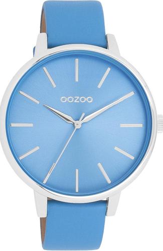 OOZOO Timepieces - C11296, Silver case with Blue Leather Strap