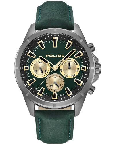POLICE Malawi - PEWJF0005801, Anthracite case with Green Leather Strap