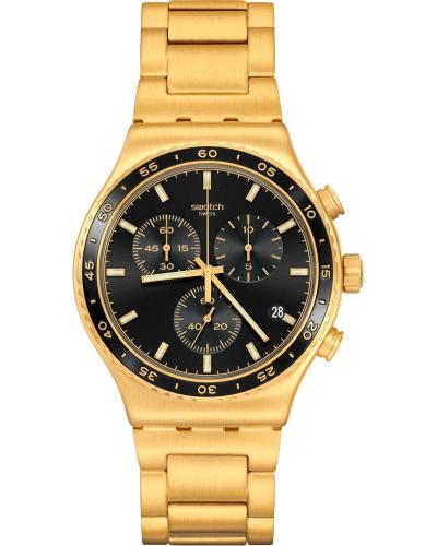 SWATCH In The Black Chronograph - YVG418G, Gold case with Stainless Steel Bracelet
