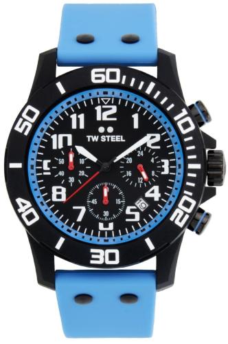 TW STEEL Carbon Chronograph - CA4, Black case with Light Blue Rubber Strap