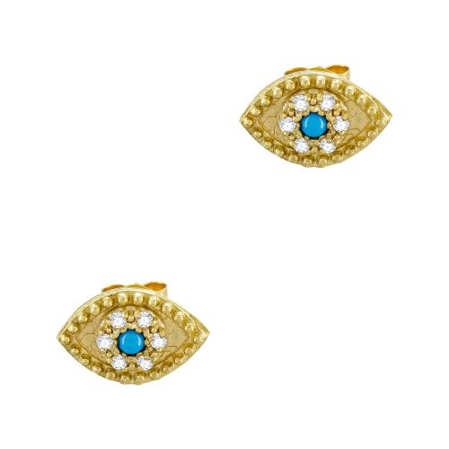 Σκουλαρίκια με Μπλε Signity από Κίτρινο Χρυσό 14 Καρατίων SK1967
