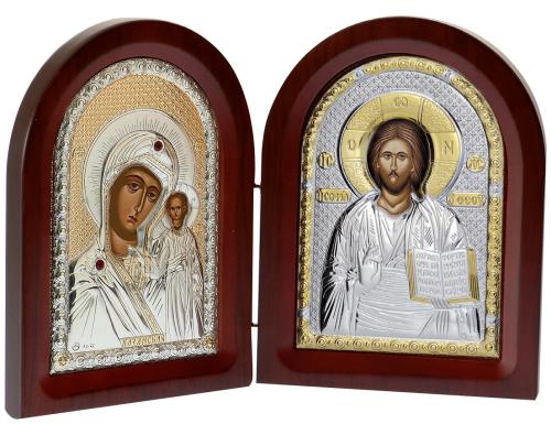 Ασημένια Εικόνα Δίπτυχο Παναγία και Χριστός MA-E1355-25X