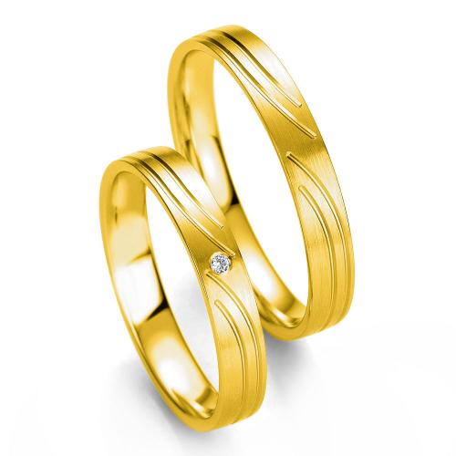 Κίτρινη Χρυσή Βέρα Γάμου Breuning με ή χωρίς Πέτρες WR328 diamonds k18