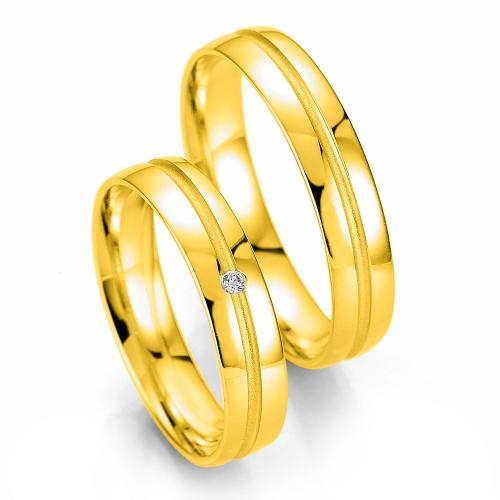 Κίτρινη Χρυσή Βέρα Γάμου Breuning με ή χωρίς Πέτρες WR330 xoris_petra k14