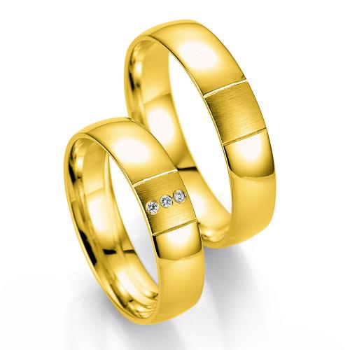 Κίτρινη Χρυσή Βέρα Γάμου Breuning με ή χωρίς Πέτρες WR331 diamonds k14