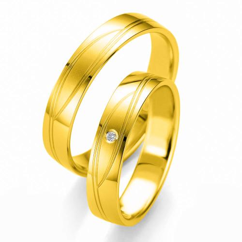 Κίτρινη Χρυσή Βέρα Γάμου Breuning με ή χωρίς Πέτρες WR332 diamonds k14