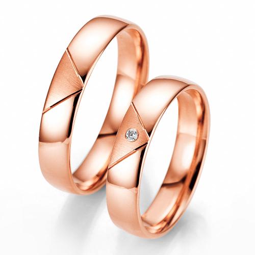 Ροζ Χρυσή Βέρα Γάμου Breuning με ή χωρίς Πέτρες WR323R diamonds k14