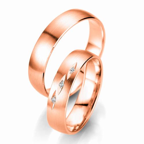 Ροζ Χρυσή Βέρα Γάμου Breuning με ή χωρίς Πέτρες WR329R diamonds k18