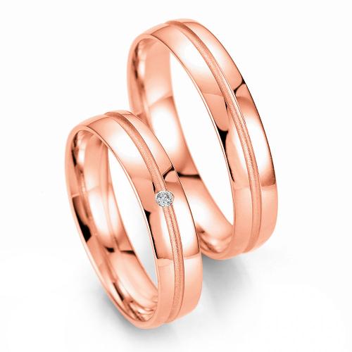 Ροζ Χρυσή Βέρα Γάμου Breuning με ή χωρίς Πέτρες WR330R xoris_petra k18
