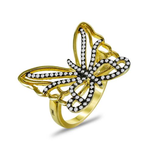 Jools Δαχτυλίδι Σε Σχήμα Πεταλούδας από Επιχρυσωμένο Ασήμι JR208