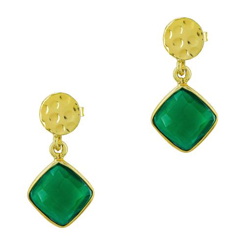 Σκουλαρίκια με Πράσινες Πέτρες από Επιχρυσωμένο Ασήμι SK1621