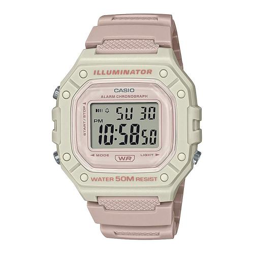CASIO Collection Chronograph Pink Rubber Strap W-218HC-4A2VEF