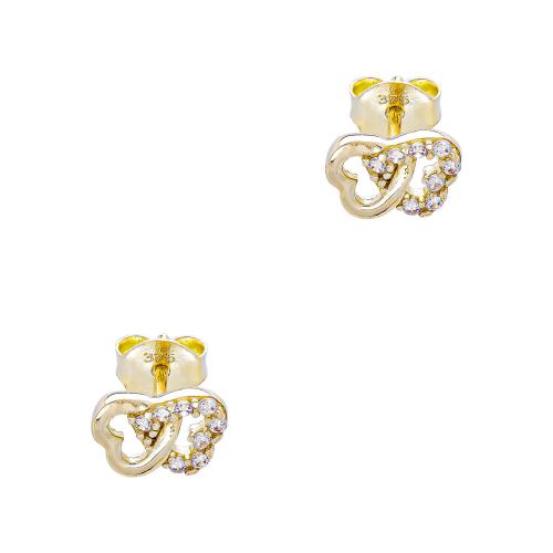 Σκουλαρίκια με Λευκές Πέτρες από Κίτρινο Χρυσό 9 Καρατίων SK2543