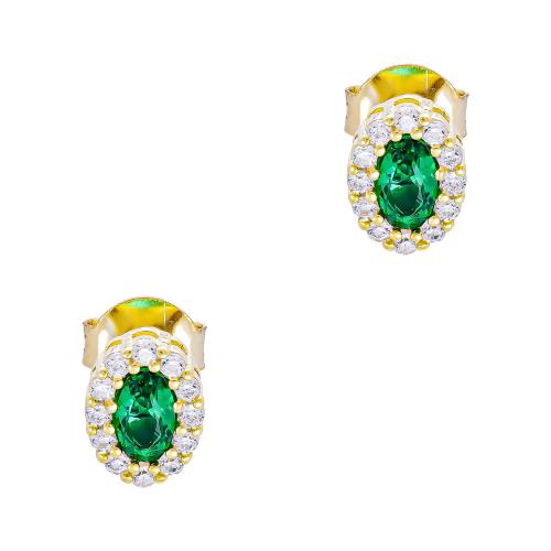 Σκουλαρίκια με Πράσινες Πέτρες από Επιχρυσωμένο Ασήμι SK2585