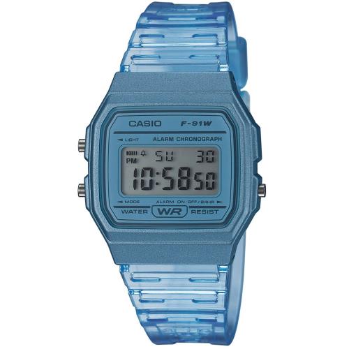 CASIO Collection Chronograph Light Blue Rubber Strap F-91WS-2EF