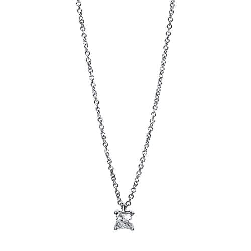 Diamond Group Κολιέ Mονόπετρο με Διαμάντια Brilliant από Λευκό Χρυσό 18 Καρατίων KL2024