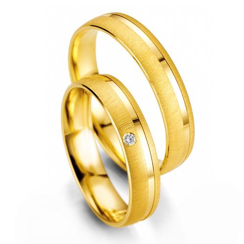 Κίτρινη Χρυσή Βέρα Γάμου Breuning με ή χωρίς Πέτρες WR320 xoris_petra k14