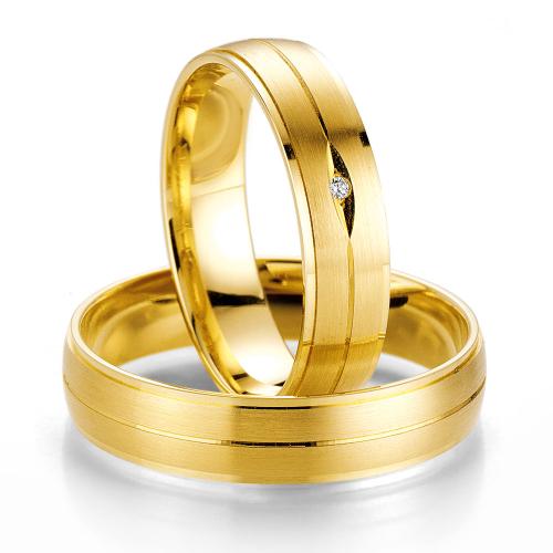 Κίτρινη Χρυσή Βέρα Γάμου Breuning με ή χωρίς Πέτρες WR321 diamonds k8