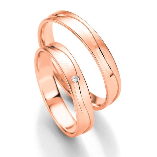 Ροζ Χρυσή Βέρα Γάμου Breuning με ή χωρίς Πέτρες WR305R diamonds k18