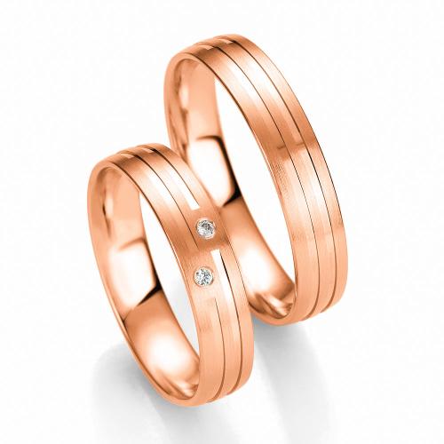 Ροζ Χρυσή Βέρα Γάμου Breuning με ή χωρίς Πέτρες WR315R diamonds k18