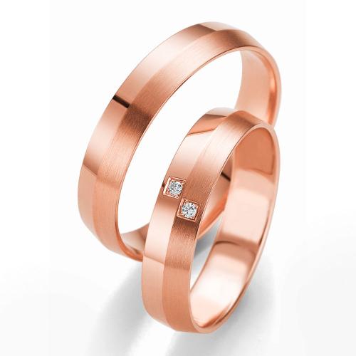 Ροζ Χρυσή Βέρα Γάμου Breuning με ή χωρίς Πέτρες WR322R diamonds k14