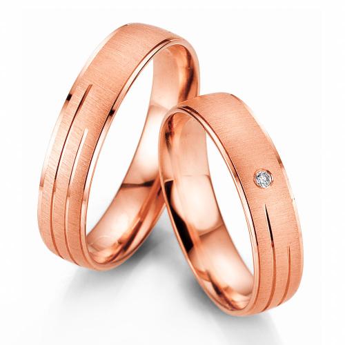 Ροζ Χρυσή Βέρα Γάμου Breuning με ή χωρίς Πέτρες WR327R diamonds k18