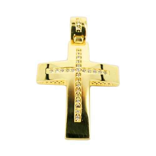 Σταυρός Βάπτισης 14 Καρατίων Κίτρινος Χρυσός Γυναικείος ST915
