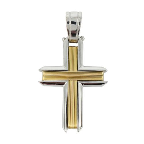 Σταυρός Βάπτισης 14Κ Δίχρωμος Χρυσός Ανδρικός ST1235
