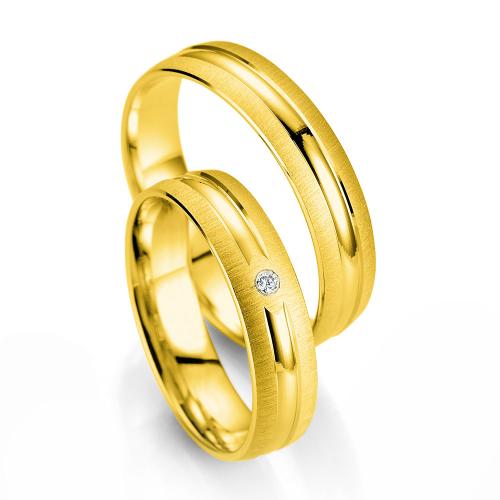 Κίτρινη Χρυσή Βέρα Γάμου Breuning με ή χωρίς Πέτρες WR334 diamonds k14