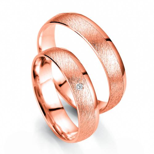 Ροζ Χρυσή Βέρα Γάμου Breuning με ή χωρίς Πέτρες WR335R diamonds k18