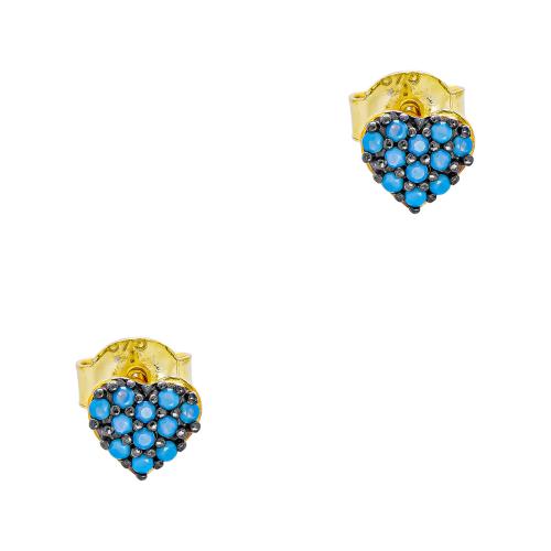 Σκουλαρίκια Kαρδούλα με Γαλάζιες Πέτρες από Kίτρινο Χρυσό 9 Καρατίων SK2717
