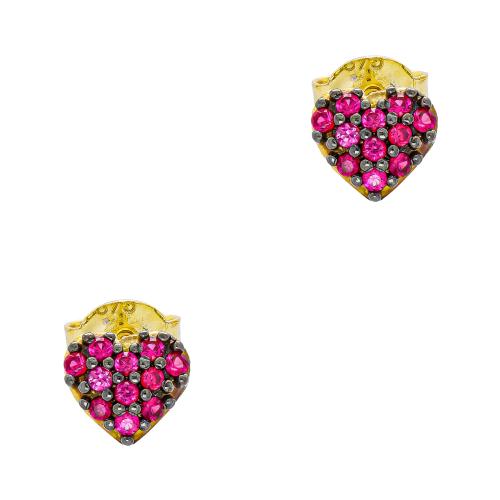 Σκουλαρίκια Kαρδούλα με Ροζ Πέτρες από Kίτρινο Χρυσό 9 Καρατίων SK2719